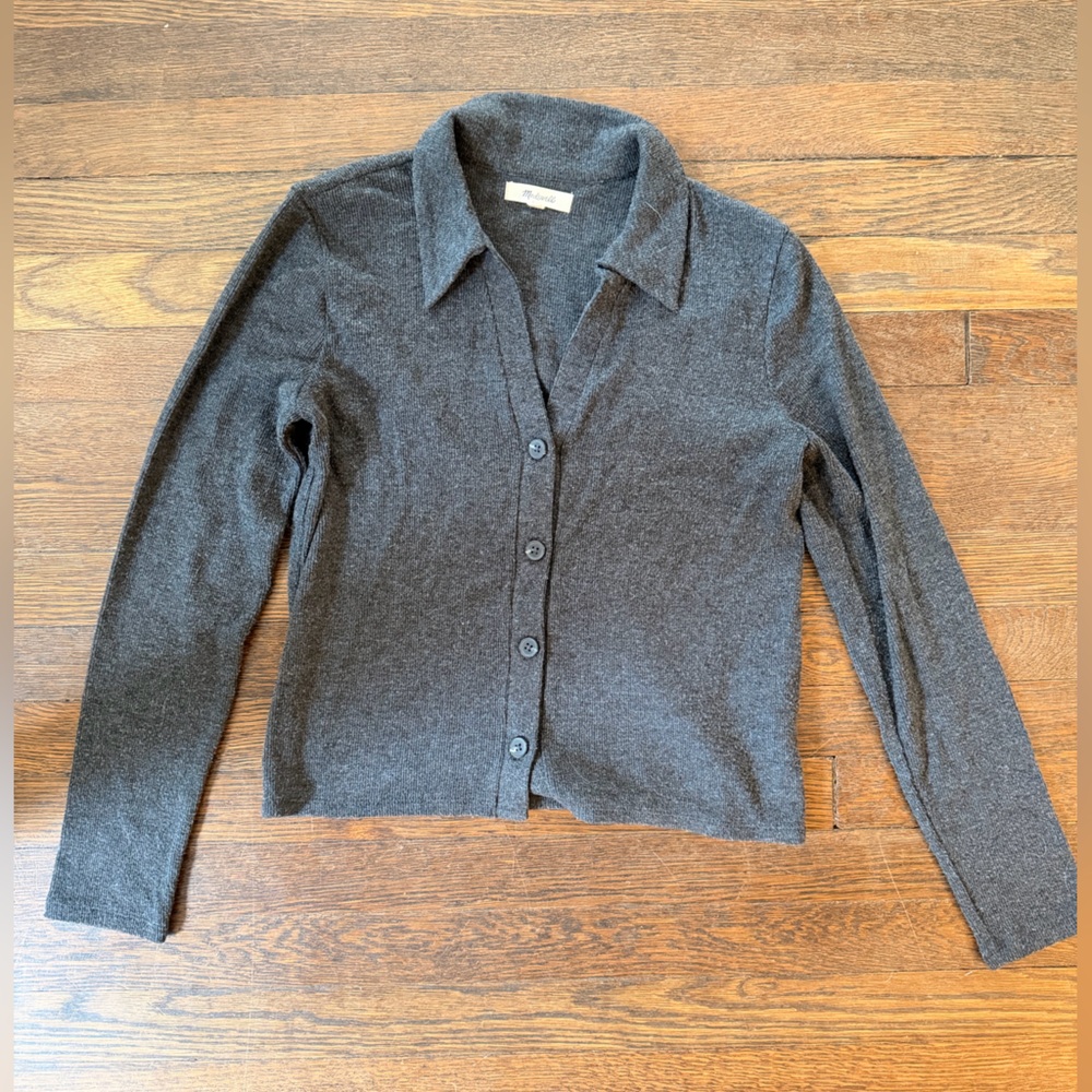 Madewell Heather Gray Ribbed Cardigan